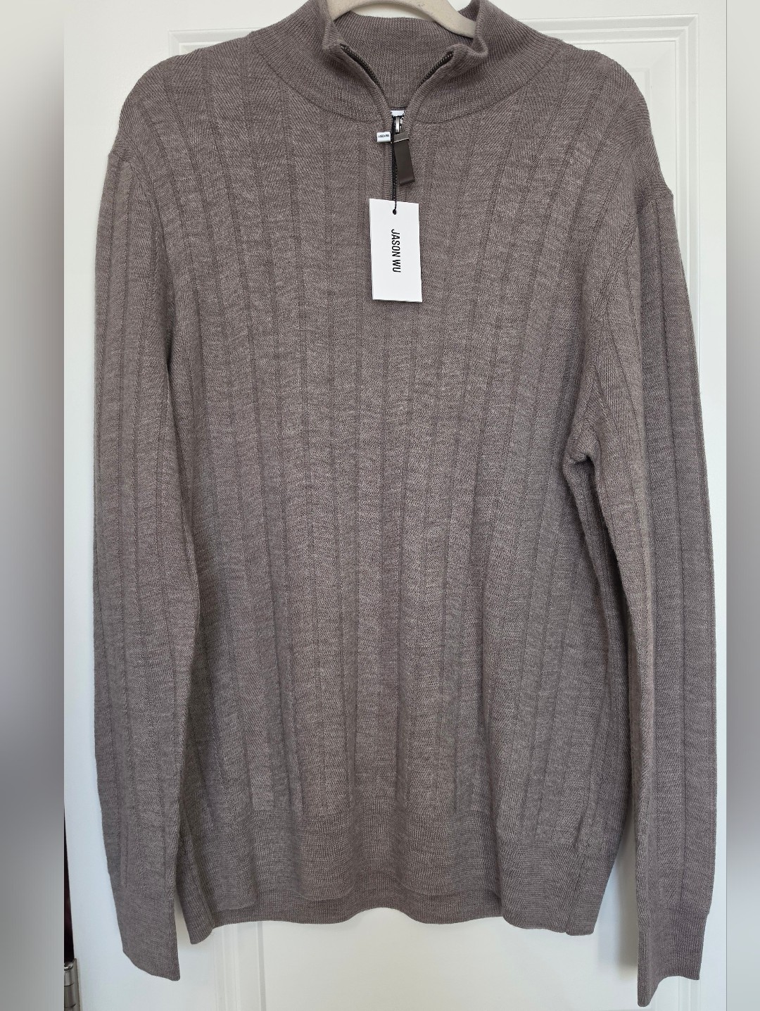 Jason Wu 100% Extra Fine Merino Wool Quarter Zip Sweater Quiet Luxury Nwt